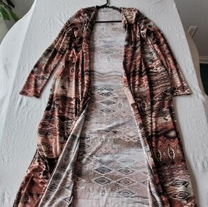 PEACH LOVE Bohemian Longline Cardigan SIZE S